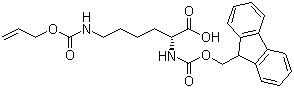 结构式 CAS# 214750-75-1, N-Fmoc-N'-烯丙氧基羰基-D-赖氨酸; N-芴甲氧羰基-N'-烯丙氧基羰基-D-赖氨酸