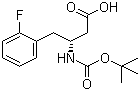 structure of CAS# 218608-98-1, Boc-(R)-3-Amino-4-(2-fluorophenyl)butyric acid;(R)-N-(tert-Butoxycarbonyl)-3-amino-4-(2-fluorophenyl)butyric acid