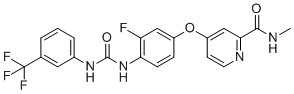 结构式 CAS# 2188236-16-8, 4-(3-氟-4-(3-(3-(三氟甲基)苯基)脲基)苯氧基)-N-甲基吡啶甲酰胺