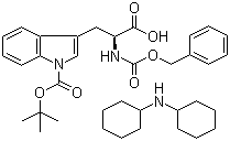 结构式 CAS# 218938-57-9, 1-[叔丁氧羰基]-N-[苄氧羰基]-L-色氨酸二环己铵盐