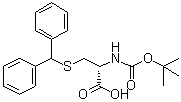 结构式 CAS# 21947-97-7, N-[叔丁氧羰基]-S-(二苯基甲基)-L-半胱氨酸