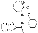 structure of CAS# 219766-25-3, N-[2-[[(Hexahydro-2-oxo-1H-azepin-3-yl)amino]carbonyl]phenyl]benzo[b]thiophene-2-carboxamide