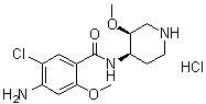 structure of CAS# 221180-26-3, Ticalopride hydrochloride;4-Amino-5-chloro-2-methoxy-N-[(3S,4R)-3-methoxy-4-piperidinyl]benzamide monohydrochloride