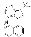 structure of CAS# 221243-82-9, 1-(1,1-Dimethylethyl)-3-(1-naphthalenyl)-1H-pyrazolo[3,4-d]pyrimidin-4-amine;1-NA-PP 1