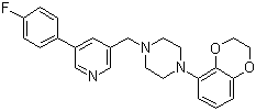 结构式 CAS# 222551-17-9, 阿哆嗪; 1-(2,3-二氢-1,4-苯并二恶烷-5-基)-4-[[5-(4-氟苯基)-3-吡啶基]甲基]哌嗪