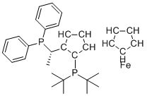 structure of CAS# 223121-01-5, (S)-1-[(RP)-2-(Di-tert-butylphosphino)ferrocenyl]ethyldiphenylphosphine;(1Rp)-1-[Bis(1,1-dimethylethyl)phosphino]-2-[(1S)-1-(diphenylphosphino)ethyl]ferrocene