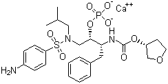 structure of CAS# 226700-81-8, Fosamprenavir calcium;Calcium [(3S)-oxolan-3-yl] N-[(2S,3R)-4-[(4-aminophenyl)sulfonyl-(2-methylpropyl)amino]-1-phenyl-3-phosphonatooxy-butan-2-yl]carbamate