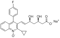 structure of CAS# 2276678-27-2, Pitavastatin Impurity 18 Sodium Salt;Sodium (3R,5S,E)-7-(2-cyclopropyl-4-(4-fluorophenyl)-1-oxidoquinolin-3-yl)-3,5-dihydroxyhept-6-enoate