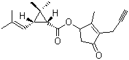 structure of CAS# 23031-36-9, Prallethrin;2-Methyl-4-oxo-3-(prop-2-ynyl)cyclopent-2-en-1-yl 2,2-dimethyl-3-(2-methylprop-1-enyl)cyclopropanecarboxylate