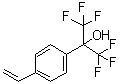 structure of CAS# 2386-82-5, alpha,alpha-Bis(trifluoromethyl)-4-vinylbenzyl alcohol;4-(2,2,2-Trifluoro-1-hydroxy-1-trifluoromethylethyl)styrene; p-(Hexafluoro-2-hydroxypropyl)styrene