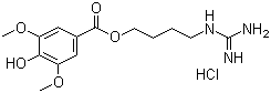 structure of CAS# 24735-18-0, Leonurin monohydrochloride;4-Hydroxy-3,5-dimethoxybenzoic acid 4-[(aminoiminomethyl)amino]butyl ester monohydrochloride