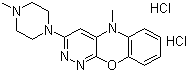 structure of CAS# 24853-80-3, Azaphen hydrochloride;Azaphenonxazine; 2-(4-Methyl-1-piperazinyl)-10-methyl-3,4-diazaphenoxazine dihydrochloride