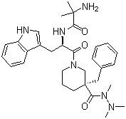 structure of CAS# 249921-19-5, Anamorelin;(3R)-1-(2-Methylalanyl-D-tryptophyl)-3-(phenylmethyl)-3-piperidinecarboxylic acid 1,2,2-trimethylhydrazide