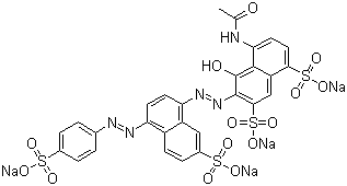 structure of CAS# 2519-30-4, Food Black 1;C.I. 28440; Brilliant Black BN; Tetrasodium 1-acetamido-2-hydroxy-3-(4-((4-sulphonatophenylazo)-7-sulphonato-1-naphthylazo))naphthalene-4,6-disulphonate