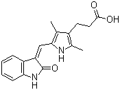 structure of CAS# 252916-29-3, TSU-68;SU-6668; 5-[1,2-Dihydro-2-oxo-3H-indol-3-ylidene)methyl]-2,4-dimethyl-1H-pyrrole-3-propanoic acid