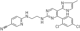structure of CAS# 252917-06-9, CHIR-99021;GSK-3 Inhibitor XVI; 6-[2-[4-(2,4-Dichlorophenyl)-5-(4-methyl-1H-imidazol-2-yl)pyrimidin-2-ylamino]ethylamino]pyridine-3-carbonitrile