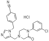 structure of CAS# 253863-00-2, 4-[[5-[[4-(3-Chlorophenyl)-3-oxo-1-piperazinyl]methyl]-1H-imidazol-1-yl]methyl]benzonitrile monohydrochloride;L 778123