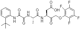 structure of CAS# 254750-02-2, PF 03491390;Emricasan; IDN 6556; N-[2-(tert-butyl)phenyl]-2-oxoglycyl-N-[(1S)-1-(carboxymethyl)-2-oxo-3-(2,3,5,6-tetrafluorophenoxy)propyl]-L-alaninamide