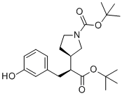 structure of CAS# 2565657-83-0, tert-Butyl (R)-3-((S)-1-(tert-butoxy)-3-(3-hydroxyphenyl)-1-oxopropan-2-yl)pyrrolidine-1-carboxylate;	tert-butyl (3R)-3-[(1S)-2-tert-butoxy-1-[(3-hydroxyphenyl)methyl]-2-oxo-ethyl]pyrrolidine-1-carboxylate