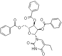 structure of CAS# 25692-02-8, 5-Ethyl-2',3',5'-tri-O-benzoyluridine;5-Ethyl-1-(2,3,5-tri-O-benzoyl-beta-D-ribofuranosyl)-2,4(1H,3H)-pyrimidinedione