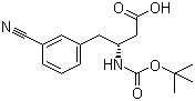 structure of CAS# 269726-83-2, Boc-(R)-3-Amino-4-(3-cyanophenyl)butyric acid;(betaR)-3-Cyano-beta-[[(tert-butoxy)carbonyl]amino]benzenebutanoic acid