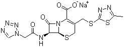structure of CAS# 27164-46-1, Cefazolin sodium salt;Sodium (6R-trans)-3-[[(5-methyl-1,3,4-thiadiazol-2-yl)thio]methyl]-8-oxo-7-(1H-tetrazol-1-ylacetamido)-5-thia-1-azabicyclo[4.2.0]oct-2-ene-2-carboxylate