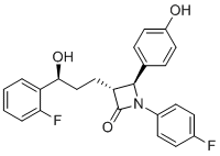 structure of CAS# 2743547-96-6, Ezetimibe Impurity 46;Ezetimibe Fluoro Isomer;(3R,4S)-1-(4-fluorophenyl)-3-[(3S)-3-(2-fluorophenyl)-3-hydroxypropyl]-4-(4-hydroxyphenyl)azetidin-2-one
