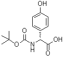 structure of CAS# 27460-85-1, (alphaR)-alpha-[[(1,1-Dimethylethoxy)carbonyl]amino]-4-hydroxybenzeneacetic acid;N-tert-Butoxycarbonyl-D-(4-hydroxyphenyl)glycine; N-tert-Butoxycarbonyl-D-alpha-p-hydroxyphenylglycine