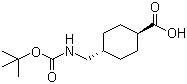 结构式 CAS# 27687-14-5, Boc-氨甲环酸; 反式-4-(叔丁氧羰基氨基甲基)环己基羧酸