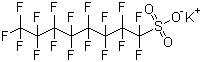 structure of CAS# 2795-39-3, Potassium heptadecafluoro-1-octanesulfonate;Perfluorooctanesulfonic acid potassium salt; Potassium perfluorooctanesulfonate; FC-95