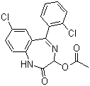 structure of CAS# 2848-96-6, 3-(Acetyloxy)-7-chloro-5-(2-chlorophenyl)-1,3-dihydro-2H-1,4-benzodiazepin-2-one;7-Chloro-5-(2-chlorophenyl)-1,3-dihydro-2-oxo-2H-1,4-benzodiazepin-3-yl acetate