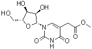 structure of CAS# 29428-50-0, 1,2,3,4-Tetrahydro-2,4-dioxo-1-beta-D-ribofuranosyl-5-pyrimidineacetic acid methyl ester;5-Carboxymethyluridine methyl ester; 5-Methoxycarbonyl methyl uridine