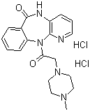 structure of CAS# 29868-97-1, Pirenzepine hydrochloride;5,11-Dihydro-11-[(4-methylpiperazin-1-yl)acetyl]-6H-pyrido[2,3-b][1,4]benzodiazepin-6-one dihydrochloride