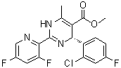structure of CAS# 298708-81-3, (4R)-4-(2-Chloro-4-fluorophenyl)-2-(3,5-difluoro-2-pyridinyl)-1,4-dihydro-6-methyl-5-pyrimidinecarboxylic acid methyl ester;BAY 41-4109; Bayer 41-4109