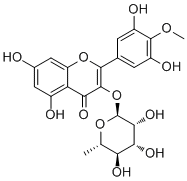 结构式 CAS# 30484-88-9, Mearnsitrin; 杨梅酮 4'-甲醚-3-O-鼠李糖苷