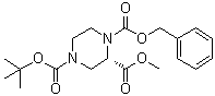 (2S)-1,2,4-Piperazinetricarboxylic acid 4-(1,1-dimethylethyl) 2-methyl 1-(phenylmethyl) ester molecular structure (CAS 314741-38-3)
