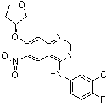 结构式 CAS# 314771-88-5, N-(3-氯-4-氟苯基)-6-硝基-7-[[(3S)-四氢-3-呋喃基]氧基]-4-喹唑啉胺