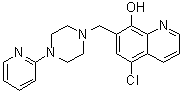 结构式 CAS# 315698-36-3, 5-氯-7-[[4-(2-吡啶基)-1-哌嗪基]甲基]-8-喹啉醇