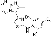 结构式 CAS# 315704-66-6, N-(2,6-二溴-4-甲氧基苯基)-4-(2-甲基咪唑并[1,2-a]嘧啶-3-基)-2-噻唑胺