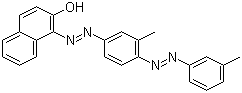 结构式 CAS# 3176-79-2, 溶剂红 25; 透明红 B; 1-[[3-甲基-4-[(3-甲基苯基)偶氮]苯基]偶氮]-2-萘酚