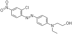structure of CAS# 3180-81-2, Disperse Red 13;2-[[4-[(2-chloro-4-nitrophenyl)azo]phenyl]ethylamino]ethanol