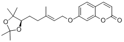structure of CAS# 320624-68-8, Marmin acetonide;7-[[(2E)-3-Methyl-5-[(4R)-2,2,5,5-tetramethyl-1,3-dioxolan-4-yl]-2-pentenyl]oxy]-2H-1-benzopyran-2-one