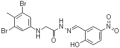 结构式 CAS# 325970-71-6, N-(3,5-二溴-4-甲基苯基)甘氨酸 [(2-羟基-5-硝基苯基)亚甲基]酰肼