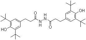 结构式 CAS# 32687-78-8, N,N'-双[3-(3,5-二叔丁基-4-羟基苯基)丙酰]肼; 抗氧剂 1024