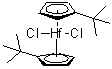 双(叔丁基环戊二烯基)二氯化铪分子结构 (CAS 33010-55-8)