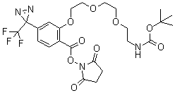 结构式 CAS# 332941-39-6, [2-[2-[2-[2-[[(2,5-二氧代-1-吡咯烷基)氧基]羰基]-5-[3-(三氟甲基)-3H-双吖丙啶-3-基]苯氧基]乙氧基]乙氧基]乙基]氨基甲酸叔丁酯