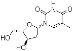 structure of CAS# 3424-98-4, 2'-Deoxy-L-thymidine;1-[(2S,4R,5S)-4-Hydroxy-5-(hydroxymethyl)oxolan-2-yl]-5-methylpyrimidine-2,4-dione
