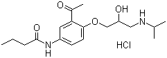 structure of CAS# 34381-68-5, Acebutolol hydrochloride;N-[3-Acetyl-4-[2-hydroxy-3-[(isopropyl)amino]propoxy]phenyl]butyramide hydrochloride