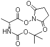 结构式 CAS# 34404-33-6, N-[(叔丁氧基)羰基]-D-丙氨酸 2,5-二氧代-1-吡咯烷基酯