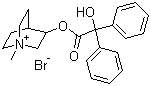 结构式 CAS# 3485-62-9, 克利溴铵; 可立啶; (1-甲基-1-氮杂双环[2.2.2]辛-8-基) 2-羟基-2,2-二苯基乙酸酯溴化物